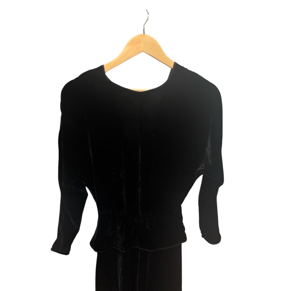 Vintage Cadaz Black Velvet Dress Size 8 Twist Front Maxi 90s Formal - Picture 7 of 13